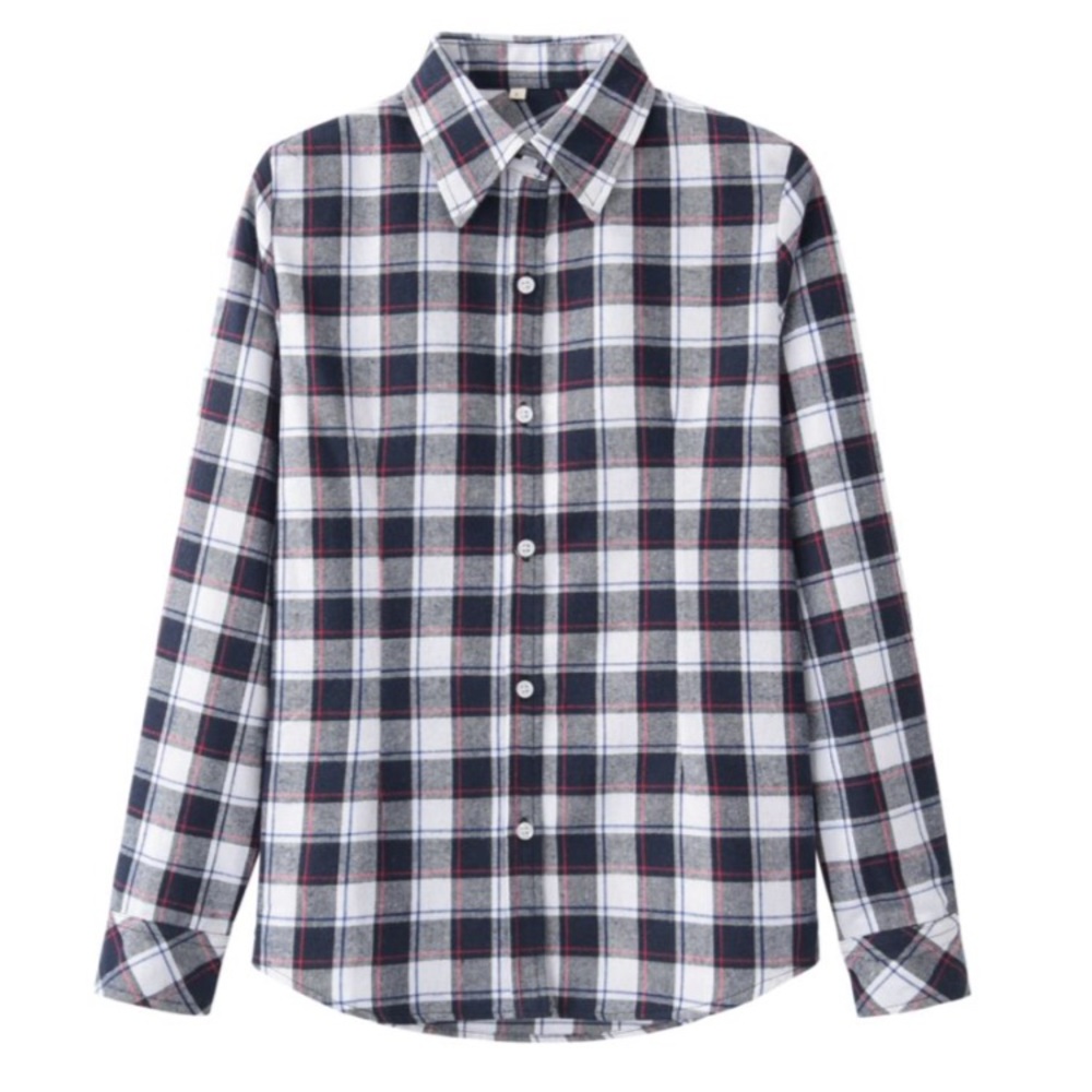 Flannel Dark Blue Navy Plaid Button Down Shirt